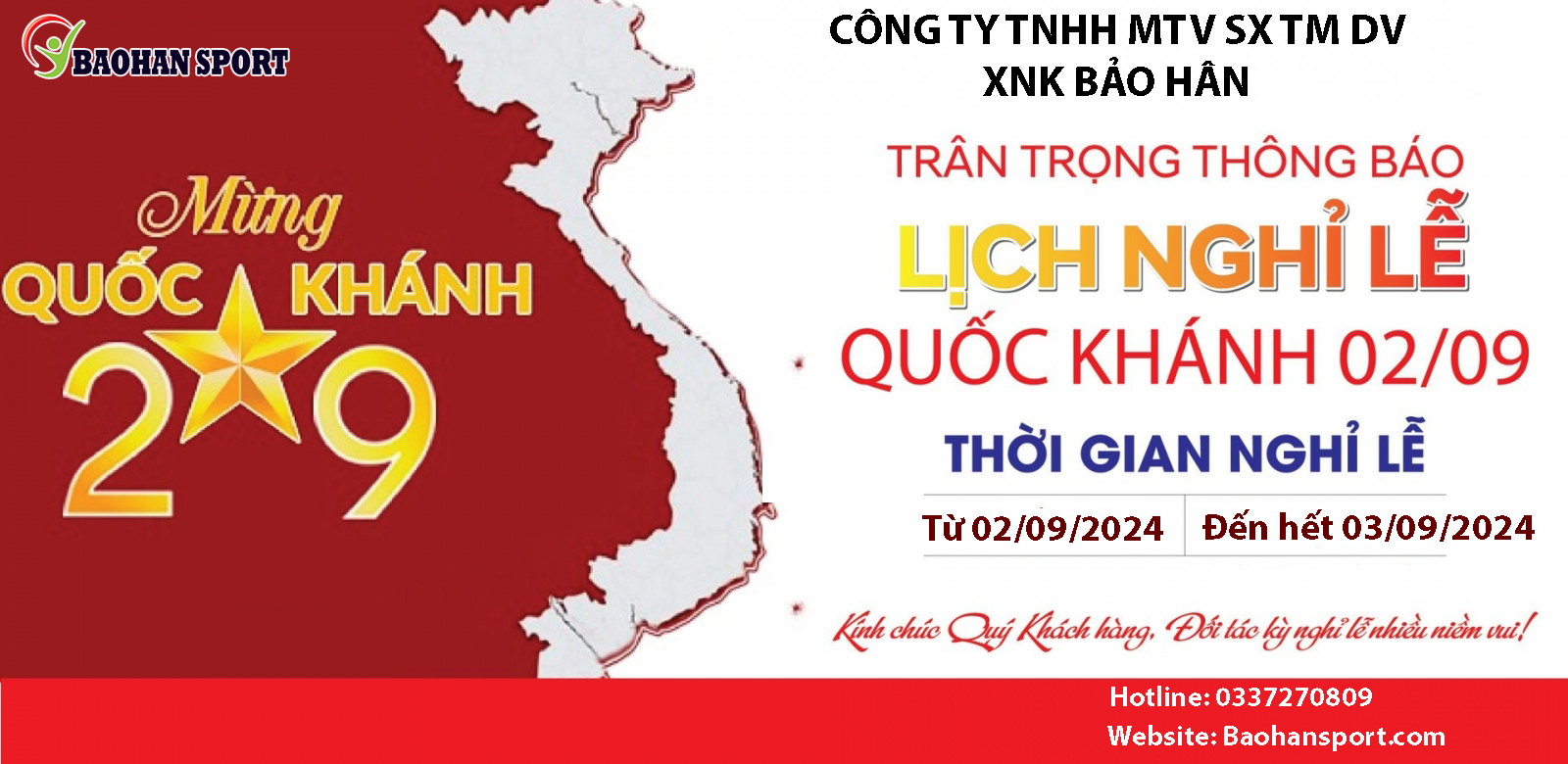 LỊCH NGHỈ LỄ 02/09/2024